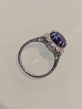 4.56 carat Royal blue D block TANZANITE & DIAMOND RING.
