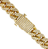 Men's Cuban Solid 14K Yellow Gold Diamond Link Chain in 75.3 Ctw