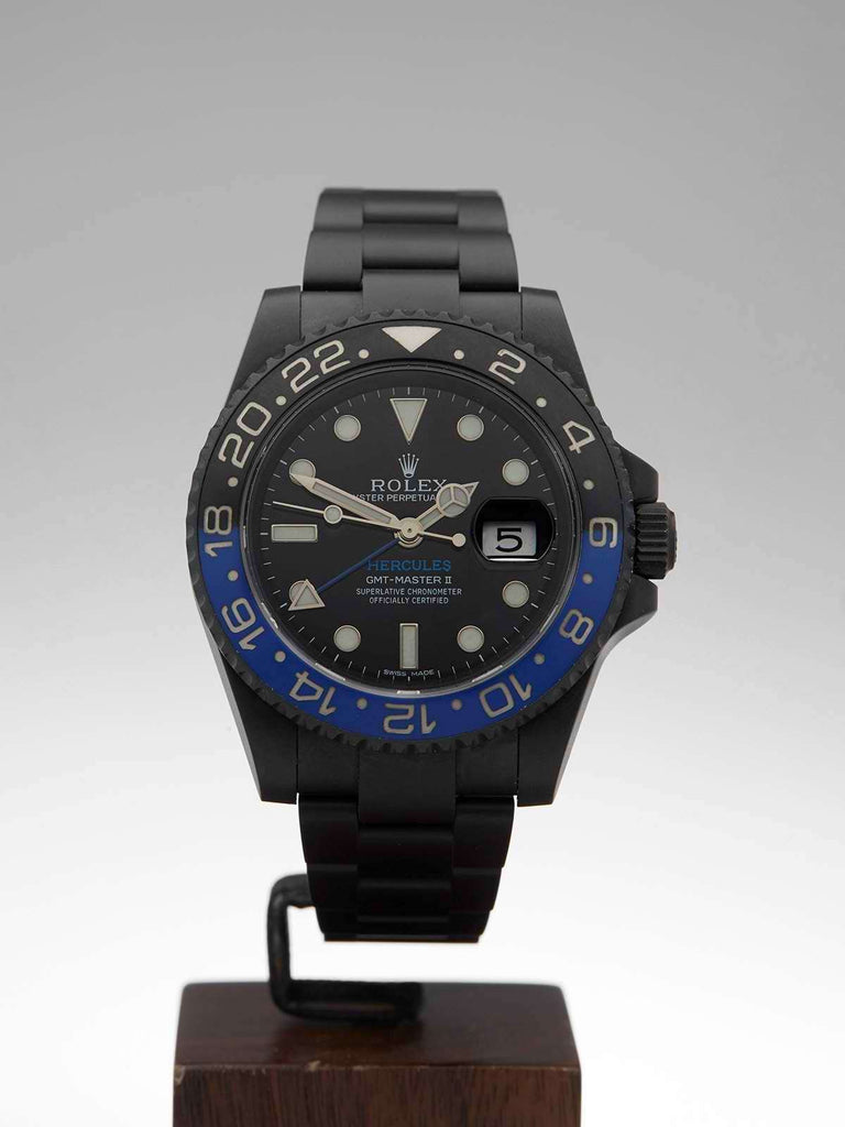 ROLEX GMT-MASTER II HERCULES CUSTOM BLNR BATMAN BLACK DLC COATED