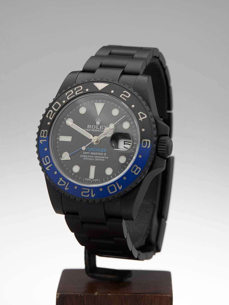 ROLEX GMT-MASTER II HERCULES CUSTOM BLNR BATMAN BLACK DLC COATED