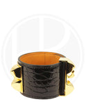 Hermès CDC Black Bracelet in Alligator GHW
