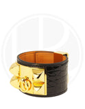Hermès CDC Black Bracelet in Alligator GHW