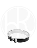 Hermès Clic H Black Narrow  Bracelet PM in Enamel with Black lacquered H PHW