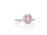 Pink Radiant Diamond Halo Ring