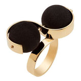 GOLD AND BLACK LAVA GEMSTONE STATEMENT/COCKTAIL RING