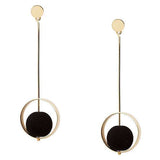 BLACK LAVA AND 9KT GOLD DROP STATEMENT EARRINGS
