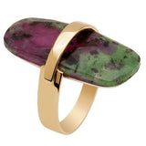 GOLD + RUBY ZOISITE NATURAL GEMSTONE STATEMENT RING