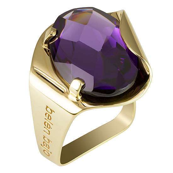 COLORED QUARTZ AND GOLD STATEMENT RING