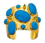 TURQUOISE AND GOLD SPIKED CUFF