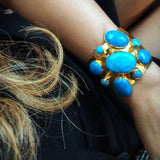 TURQUOISE AND GOLD SPIKED CUFF