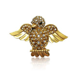 AN 18K YELLOW GOLD AND DIAMOND \"MOINEAU\" CLIP BROOCH, BY RENE BOIVIN, 1945