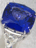 AMAZING TANZANITE AND DIAMOND RING, AAAA QUALITY NO HEAT CERTIFIED