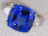 AMAZING TANZANITE AND DIAMOND RING, AAAA QUALITY NO HEAT CERTIFIED