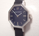 Girard Perregaux lovely vintage ladies watch, 18k white gold plated, blue dial