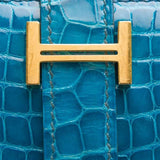 Hermes Blue Izmir Shiny Alligator Bearn Wallet (Preloved - Excellent)