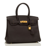 Hermes Macassar Ebony Togo Birkin 30cm Gold Hardware (Preloved - Mint)