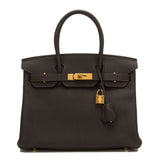 Hermes Macassar Ebony Togo Birkin 30cm Gold Hardware (Preloved - Mint)