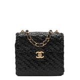 Chanel Vintage Glazed Black Wicker Mini Flap Bag (Preloved - Excellent)