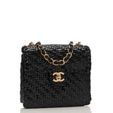 Chanel Vintage Glazed Black Wicker Mini Flap Bag (Preloved - Excellent)
