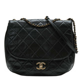 Chanel Large Black Quilted Aged Calfskin Flap Messenger Bag (Preloved - Excellent)
