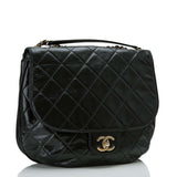 Chanel Large Black Quilted Aged Calfskin Flap Messenger Bag (Preloved - Excellent)