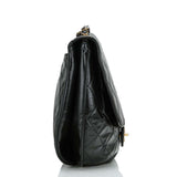 Chanel Large Black Quilted Aged Calfskin Flap Messenger Bag (Preloved - Excellent)
