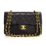Chanel 2.55 9\" Double Flap Black Quilted Leather Shoulder Bag