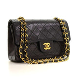Chanel 2.55 9\" Double Flap Black Quilted Leather Shoulder Bag