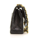 Chanel 2.55 9\" Double Flap Black Quilted Leather Shoulder Bag