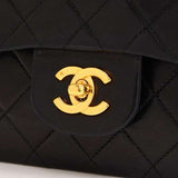Chanel 2.55 9\" Double Flap Black Quilted Leather Shoulder Bag