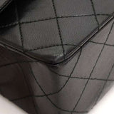 Chanel 2.55 9\" Double Flap Black Quilted Leather Shoulder Bag