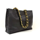Chanel Jumbo XL Black Leather Shoulder Shopping Tote Bag