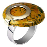 Contemporary Gold and Silver Ocean Jasper Cocktail Ring