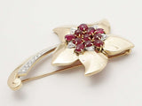 Marcus & Co Retro Ruby, and Diamond Flower Brooch