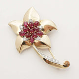 Marcus & Co Retro Ruby, and Diamond Flower Brooch