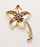 Marcus & Co Retro Ruby, and Diamond Flower Brooch