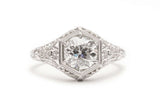 Handmade 1.20 Carat Diamond Floral Filigree Engagement Ring in Platinum
