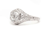 Handmade 1.20 Carat Diamond Floral Filigree Engagement Ring in Platinum