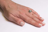 Art Deco Diamond and French Cut Emerald Engagement Ring in Platinum