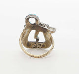 Exceptional Victorian Turquoise, Pearl, & Ruby Snake Ring in Yellow Gold