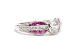 Art Deco Style Ruby and Diamond Bow Ring in Platinum