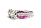Art Deco Style Ruby and Diamond Bow Ring in Platinum