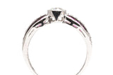 Art Deco Style Ruby and Diamond Bow Ring in Platinum