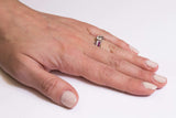Art Deco Style Ruby and Diamond Bow Ring in Platinum