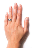 Mid Century 1.80ct Diamond & French Cut Sapphire Engagement Ring in 14k White Gold