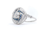 Fantastic 2.01ct Art Deco Sapphire & Diamond Ring in Platinum