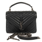 Yves Saint-Laurent Classic Medium Monogram Black Matelasse Leather College Bag