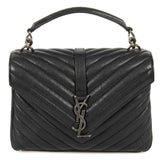 Yves Saint-Laurent Classic Medium Monogram Black Matelasse Leather College Bag