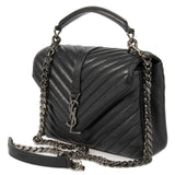 Yves Saint-Laurent Classic Medium Monogram Black Matelasse Leather College Bag