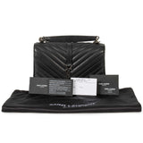 Yves Saint-Laurent Classic Medium Monogram Black Matelasse Leather College Bag